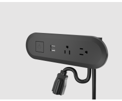 Headboard - 2 Power, Dual-A, Power Switch, Black