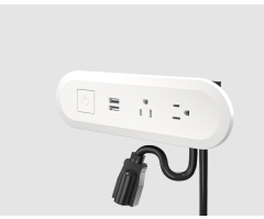 Headboard - 2 Power, Dual-A, Power Switch, White