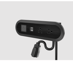 Headboard - 2 Power, Dual-A, Power Switch, Black Insert, Black